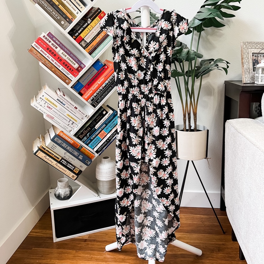 Floral high-low romper dress